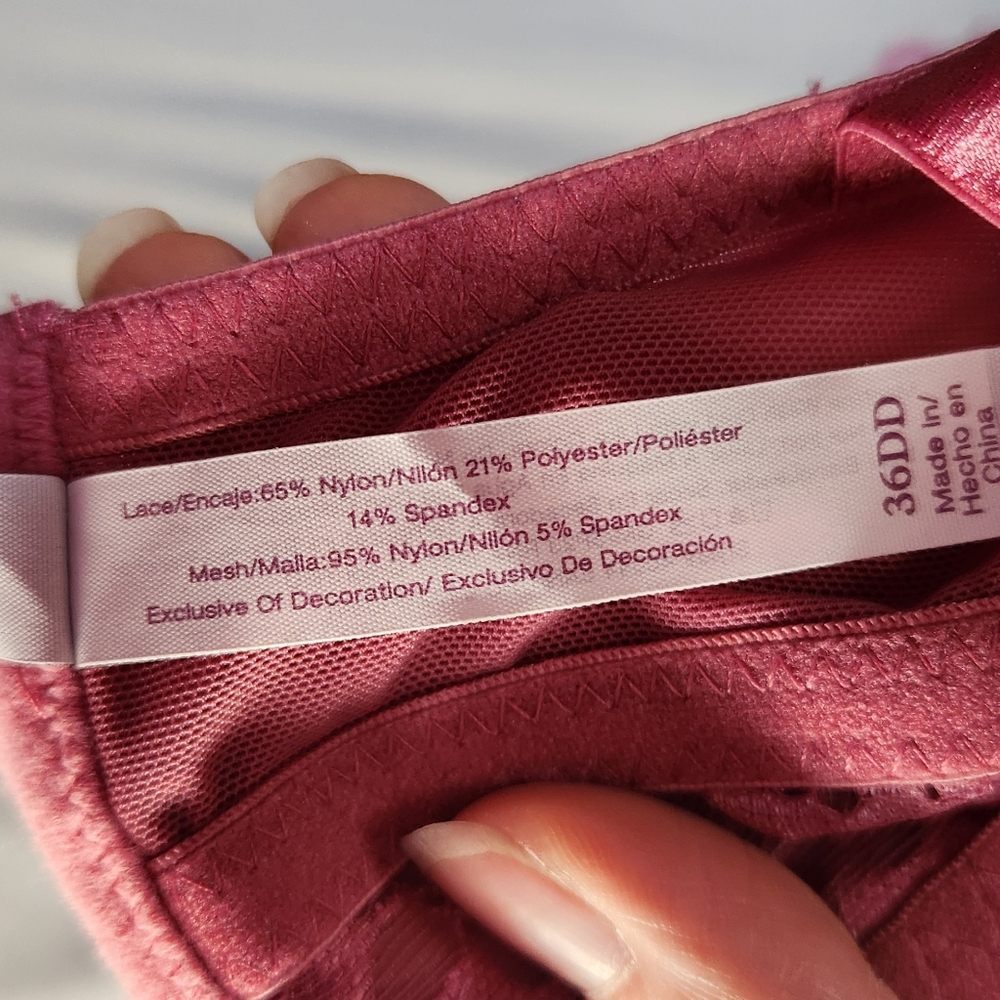 10/$20 Adore Me Floral Lace Pink Longline Demi Bra - Picture 4 of 5